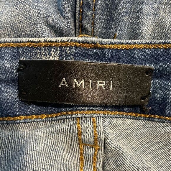 AMIRI MX1 Biker Patch Distressed Jeans Clay Indigo Size 38 - Picture 3 of 13